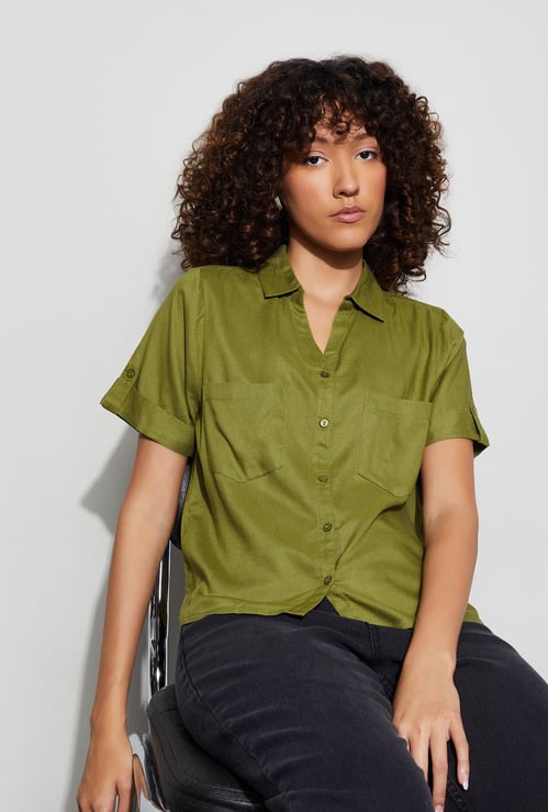 FAME FOREVER Solid Regular Fit Shirt