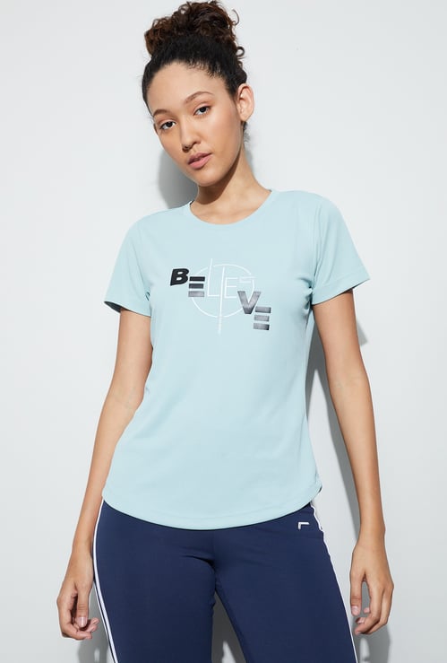FAME FOREVER ACTIVE Typographic Print Sweat-Wicking T-shirt