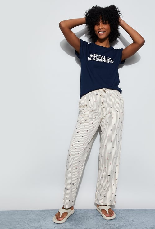 GINGER Floral Print Elasticated Pyjamas