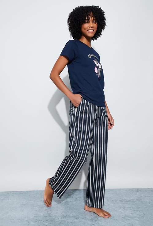 GINGER Striped Elasticated Pyjamas