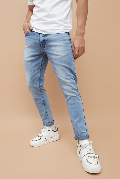 FORCA Light Washed Slim Crop Fit Jeans