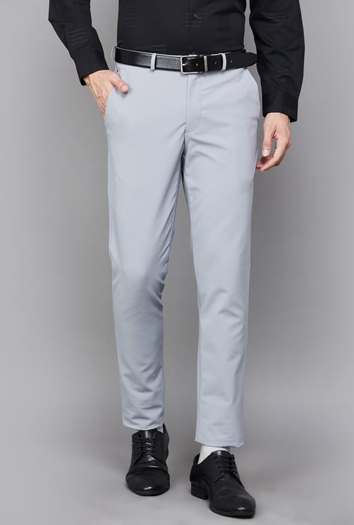 LOUIS PHILIPPE Solid Slim Tapered Formal Trousers