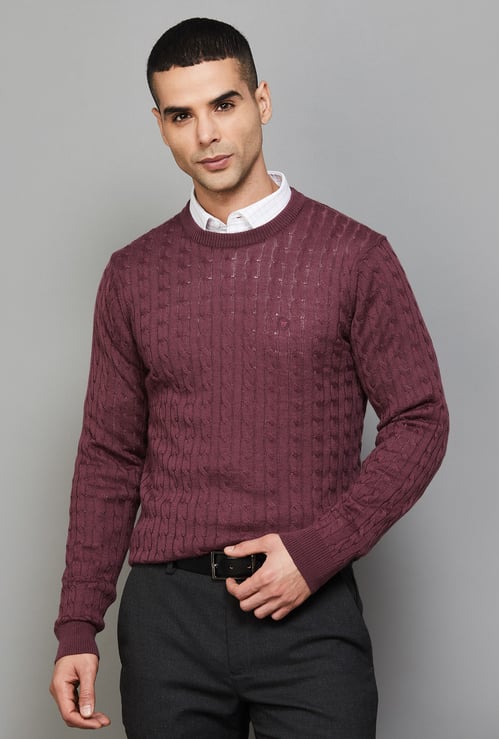 LOUIS PHILIPPE Cable Knit Sweater