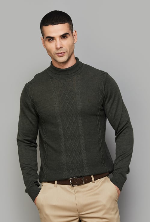 LOUIS PHILIPPE Diamond Patterned Knit Sweater