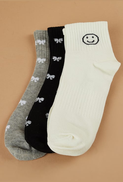 GINGER Knitted Bin Ankle-Length Socks - Pack of 3