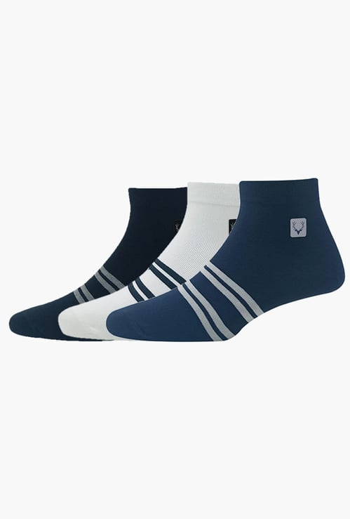 ALLEN SOLLY Striped Ankle Length Socks - Pack of 3