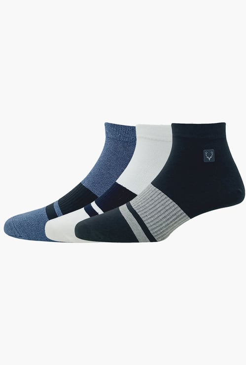 ALLEN SOLLY Striped Ankle Length Socks - Pack of 3
