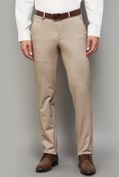 VAN HEUSEN Textured Super Slim Formal Trousers