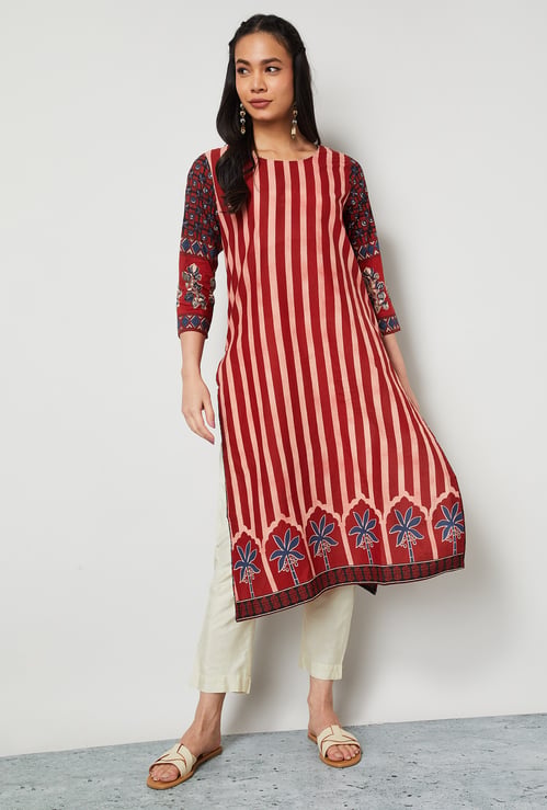 MELANGE Striped Straight Kurta