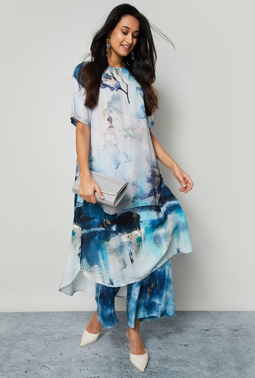 MELANGE Floral Print A-Line Kurta Set