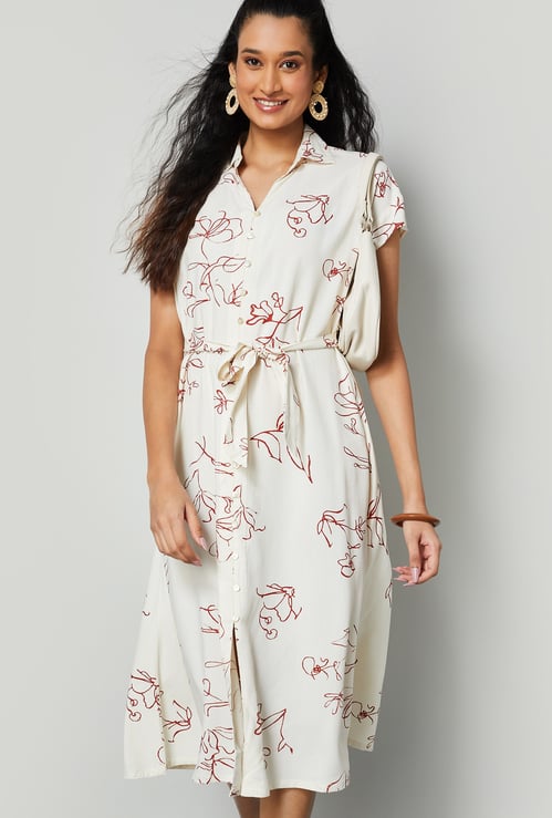 COLOUR ME BY MELANGE Floral Print Midi Dress