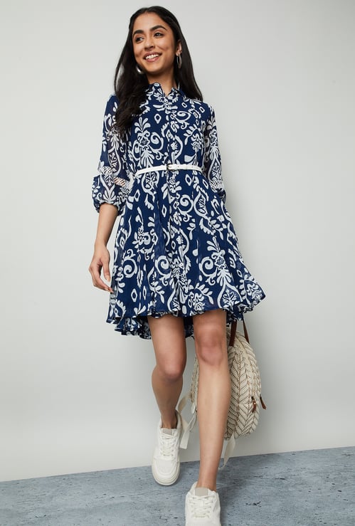 COLOUR ME Ethnic Motif Shirt Dress