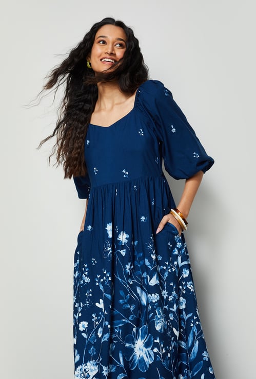 COLOUR ME BY MELANGE Floral Print Midi Dress