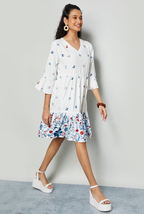 COLOUR ME Floral Print A-line Dress