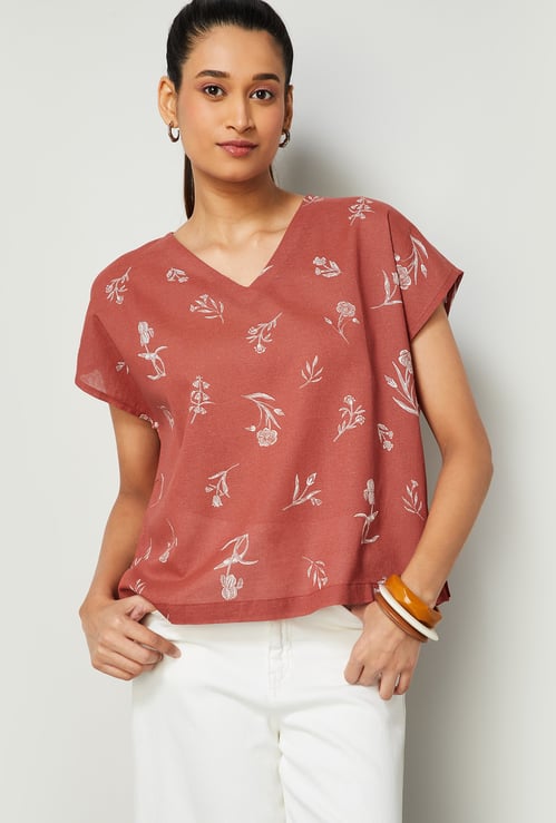 COLOUR ME Floral Print Extended Sleeve Top
