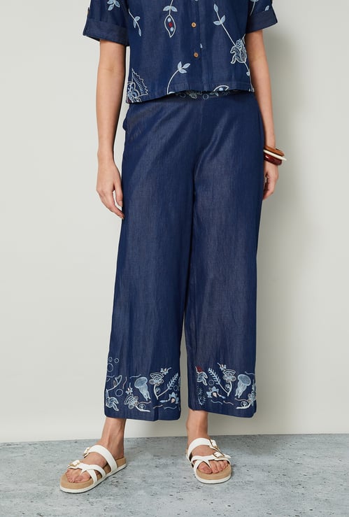 COLOUR ME Embroidered Straight Pants