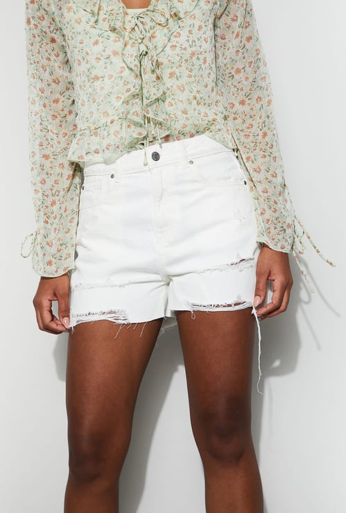GINGER Distressed Denim Shorts