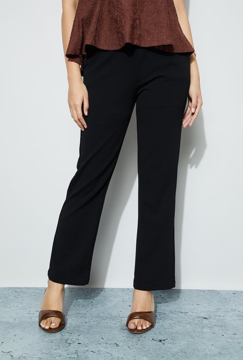 CODE Solid High-Waist Trousers