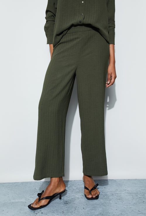 CODE Striped Flat Front Trousers