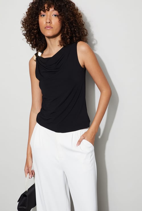 CODE Solid Cowl Neck Top