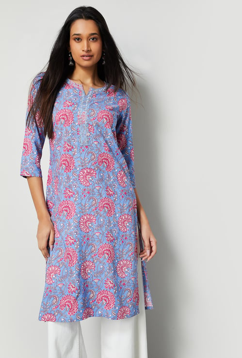 MELANGE Floral Print Straight Kurta