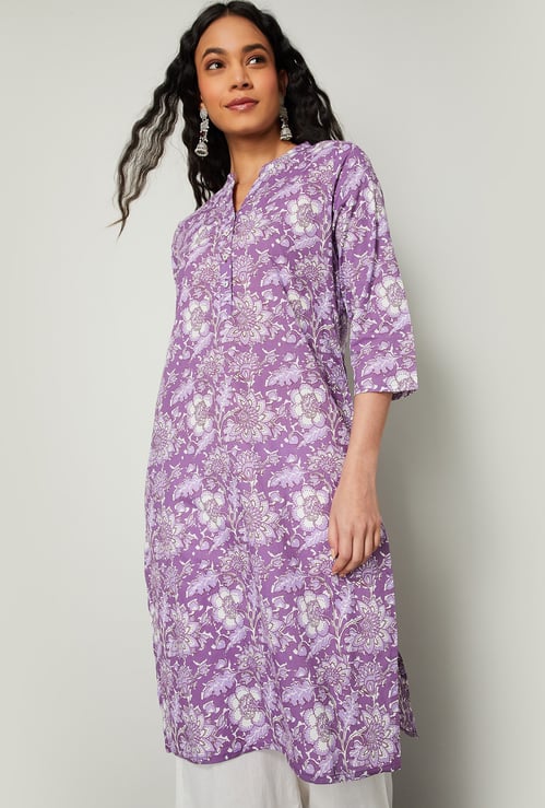 MELANGE Floral Print Straight Kurta