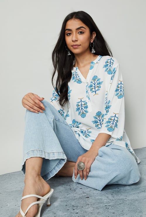 MELANGE Floral Print Straight Kurti