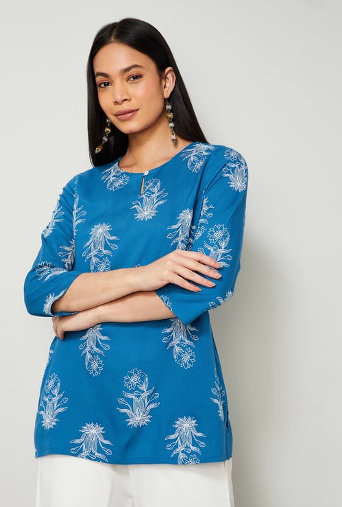MELANGE Floral Print Straight Kurti