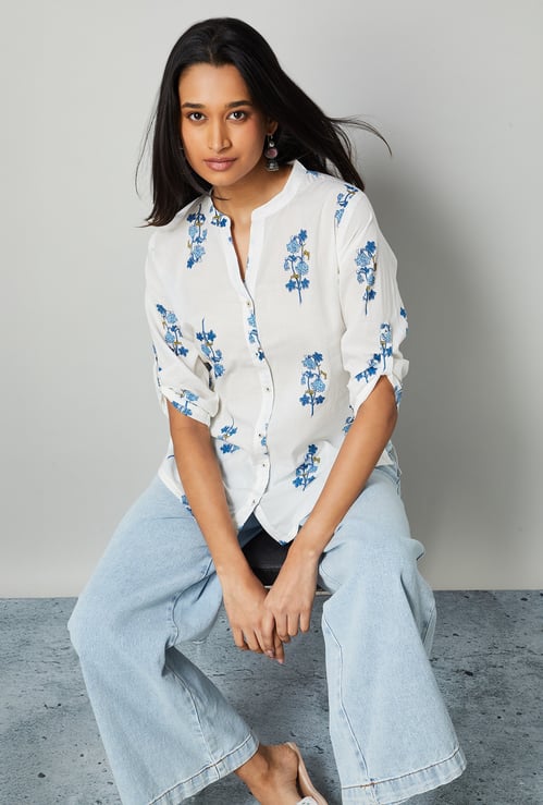 MELANGE Floral Print Straight Kurti