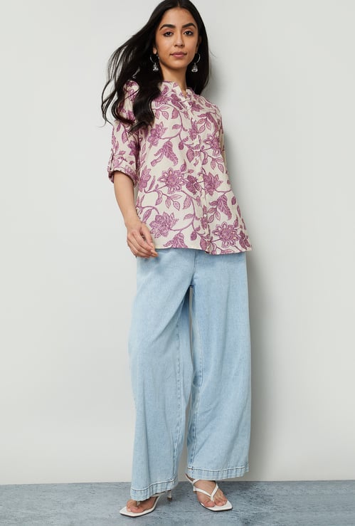 MELANGE Floral Print Straight Kurti