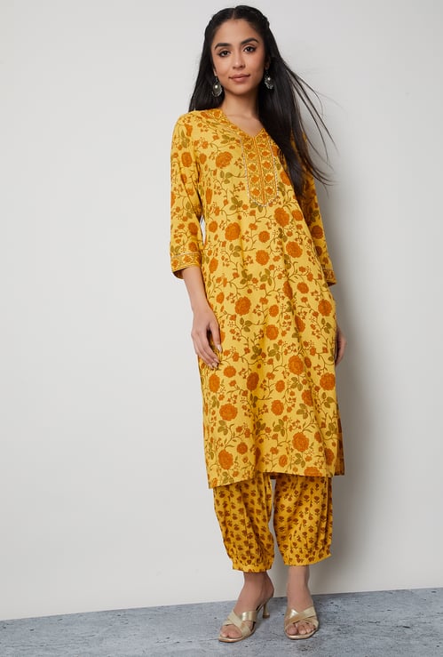 MELANGE Floral Print Kurta Set