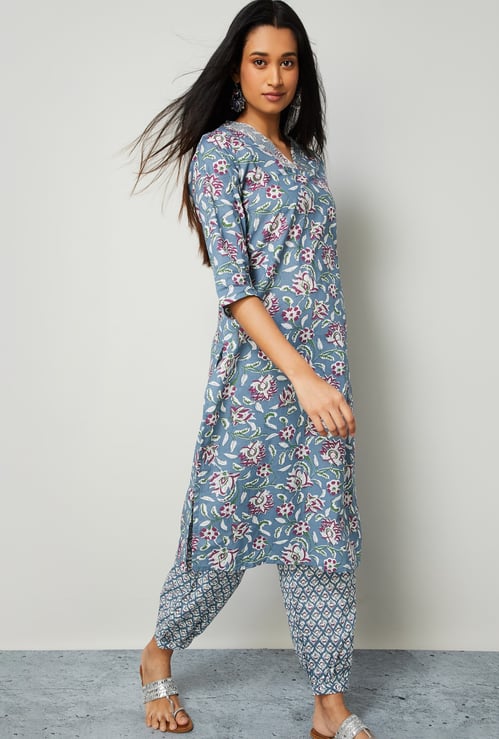MELANGE Floral Print Kurta Set