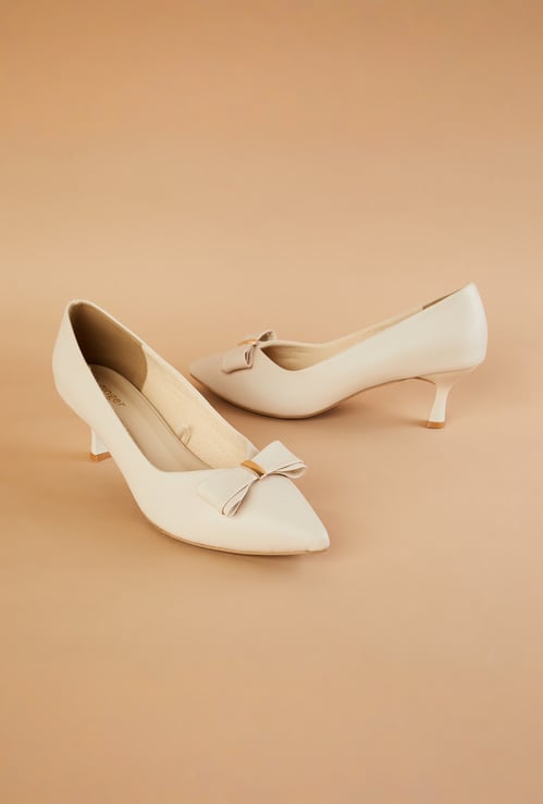 Ginger Textured Heels with Bow Detail