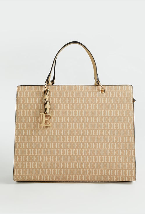 ELLE Monogram Print Handheld Bag