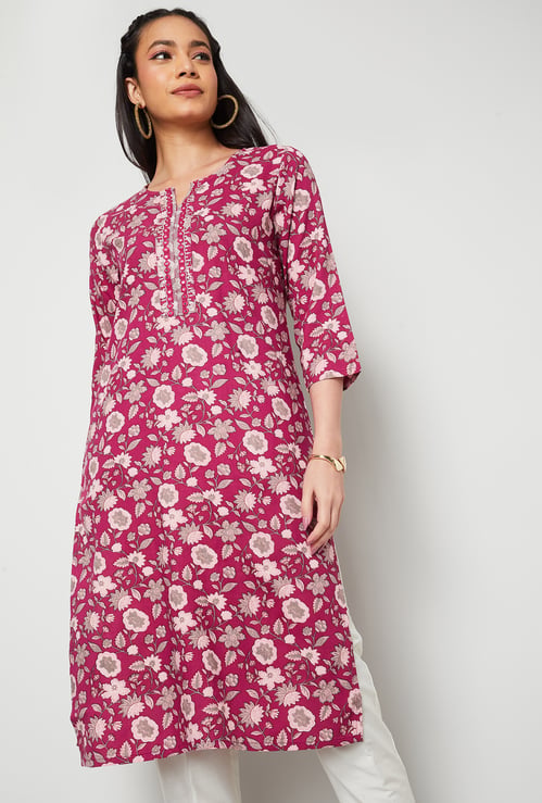 MELANGE Floral Print Straight Kurta