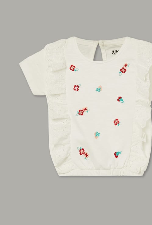 JUNIORS Girls Embroidered Top