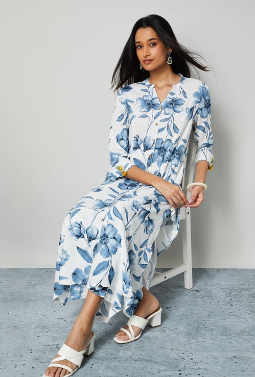 MELANGE Floral Print Palazzo Kurta Set