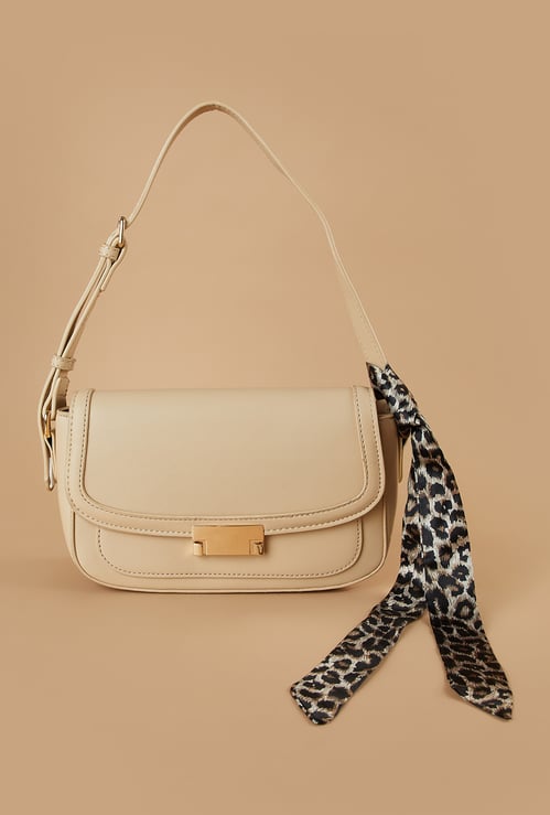 CODE Solid Shoulder Bag with Scarf