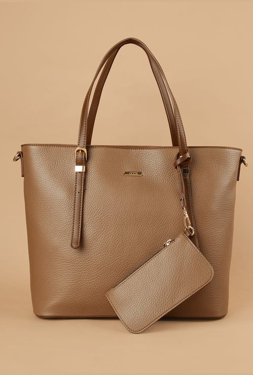 CODE Textured Shoulder Bag with Pouch