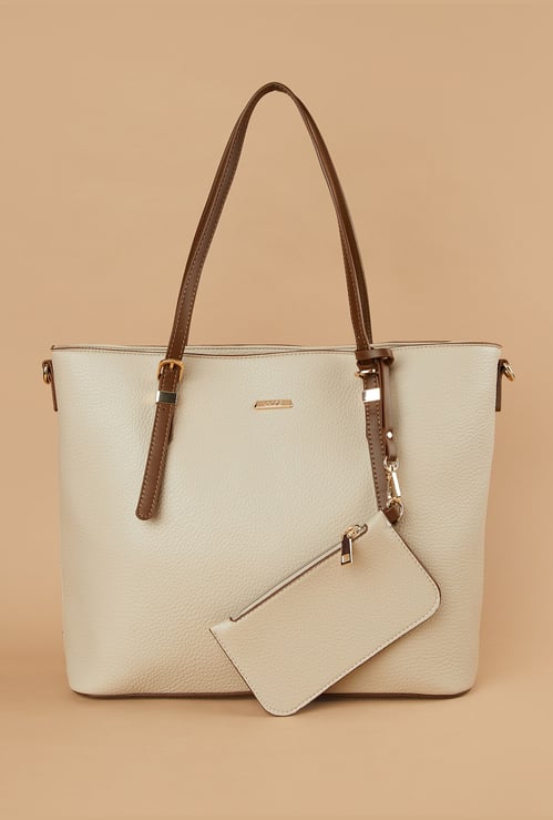 CODE Textured Shoulder Bag with Pouch
