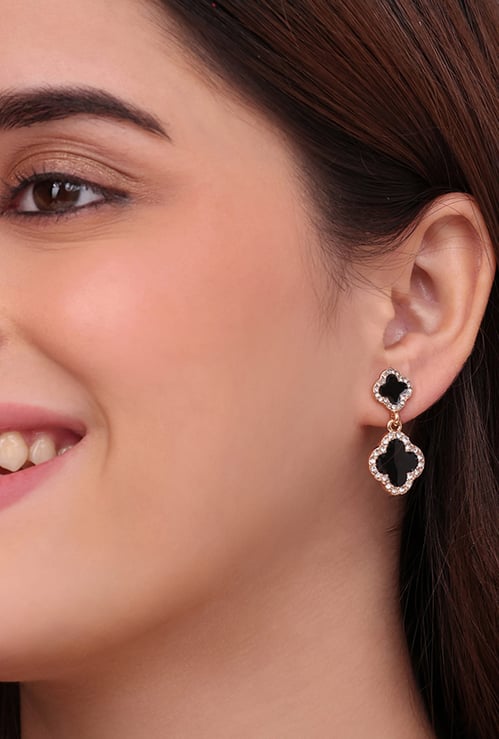 TONIQ Embellished Quatrefoil Drop Earrings