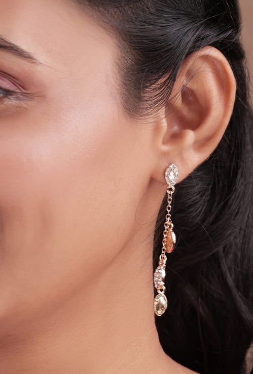 TONIQ Leaf Embellished Dangler Earrings
