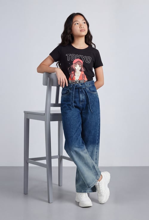 FAME FOREVER Girls Ombre Wide-Leg Jeans