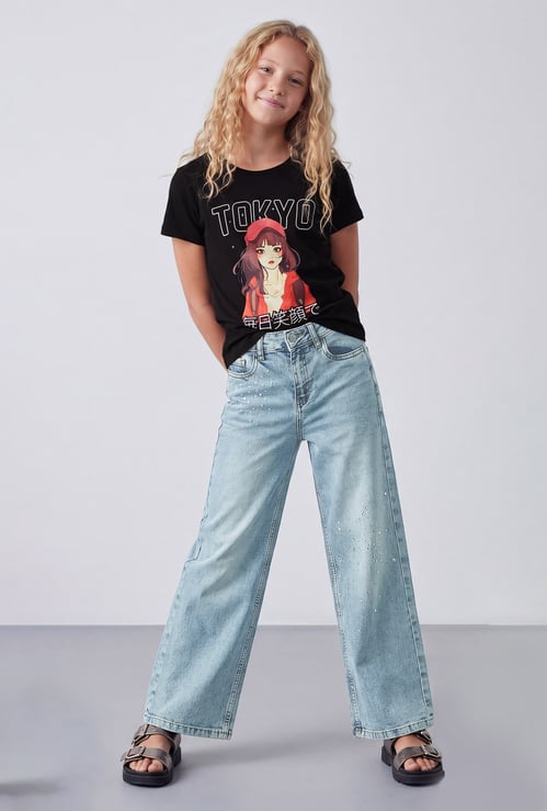 FAME FOREVER Girls Embellished Mid-Rise Jeans