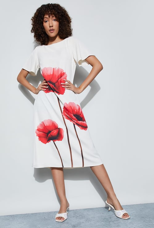 CODE Floral Print Midi Dress