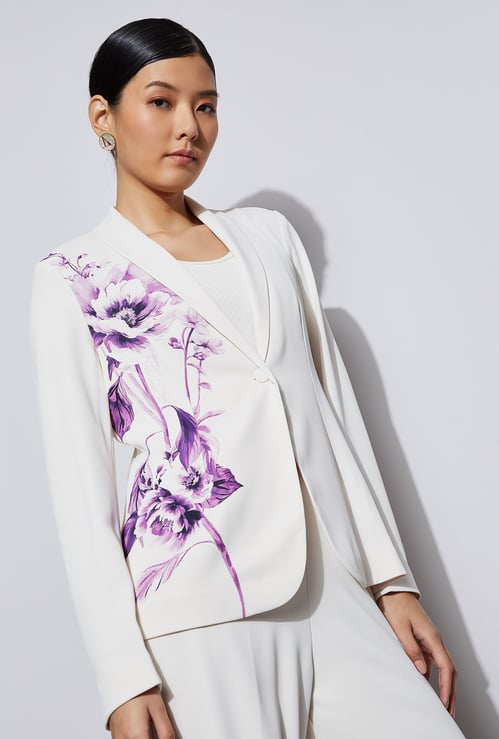 CODE Floral Print Single Breasted Blazer