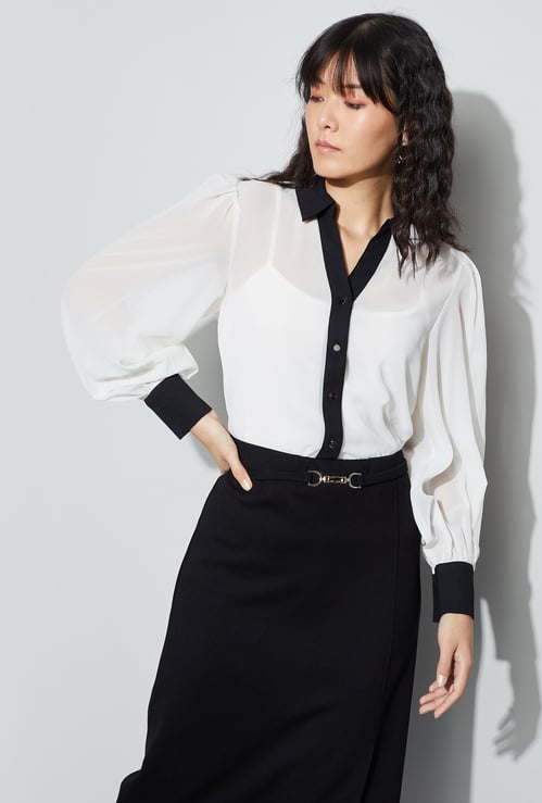 CODE Contrast Trim Shirt