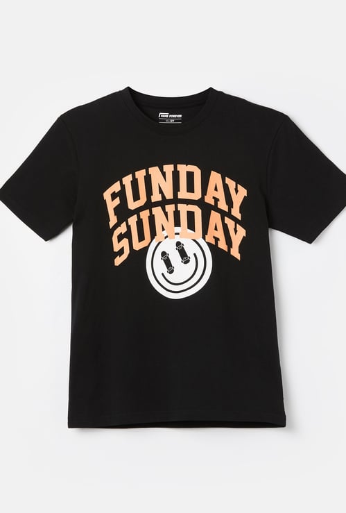 FAME FOREVER Boys Typographic Print T-shirt