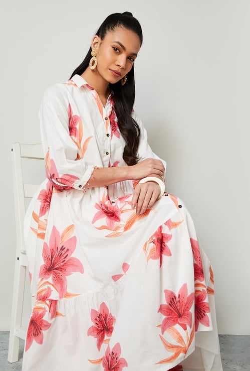 COLOUR ME Floral Print Tiered Dress