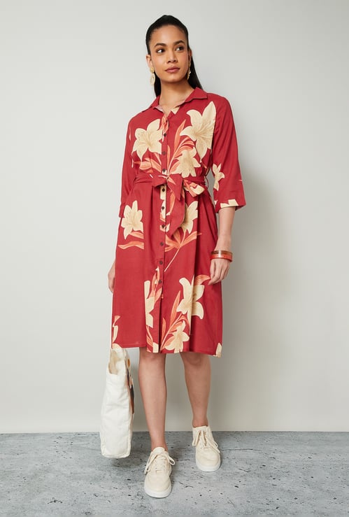 COLOUR ME Floral Print Shirt Dress